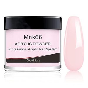 Mnk66 Acrylic Powder – Clear Pink Nude Milky White> Professional Nail Art for Extension> French Nail> 3D Flowers> Carving> Beginner (YSHUJF002-Pink-60g)