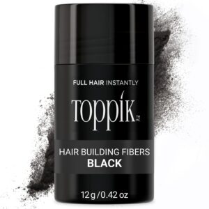 Toppik Hair Building Fibers, Black, 12g Fill In Fine or Thinning Hair Instantly Thicker, Fuller Looking Hair 9 Shades for Men Women