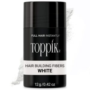 Toppik Hair Building Fibers, White, 12g Fill In Fine or Thinning Hair Instantly Thicker, Fuller Looking Hair 9 Shades for Men & Women