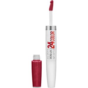 Maybelline Super Stay 24, 2-Step Liquid Lipstick Makeup, Long Lasting Highly Pigmented Color with Moisturizing Balm, All Day Cherry, Red, 1 Count