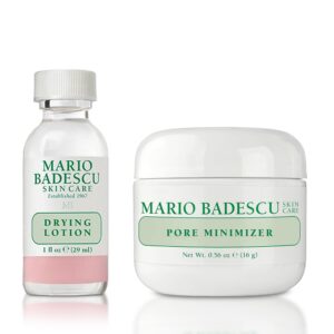 Mario Badescu Drying Lotion & Pore Minimizer Bundle | Blemish Spot Treatment with Salicylic Acid & Sulfur | Dries Surface Blemishes & Deep Cleans Pores | Skincare for All Skin Types