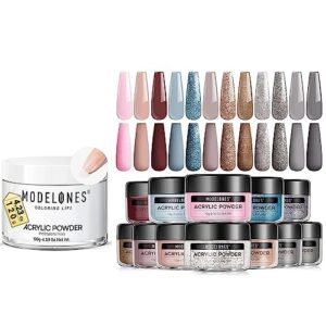 Modelones Clear Acrylic Powder with 12 Colors Acrylic Powder