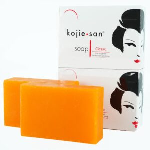 Kojie San Skin and Body Brightening Soap – Original Kojic Acid, Dark Spot Remover Bar Soap with Glycerin & Tea Tree Oil – 65g x 2 Bars
