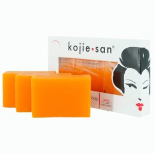 Kojie San Original Kojic Acid Soap for Face and Body – Dark Spot Remover, Gentle Cleansing Bar with Coconut Oil, Tea Tree Oil, and Glycerin – Helps Improve Skin Appearance – 65g x 3 Bars