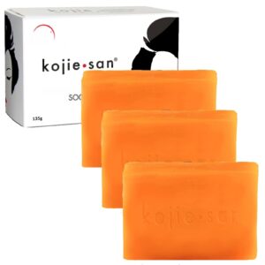Kojie San Skin Brightening Soap – Original Kojic Acid Soap that Reduces Dark Spots, Hyperpigmentation, & Scars with Coconut & Tea Tree Oil – 135g x 3 Bars