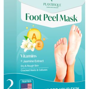 PLANTIFIQUE Foot Peeling Mask 2 Pack | Dermatologically Tested Repairs Heels & Removes Dry Dead Skin for Baby Soft Feet | Exfoliating Foot Peel Mask for Dry Cracked Feet | Jasmine