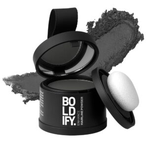 BOLDIFY Hairline Powder – Root Touch Up Hair Color for Gray Coverage – Bald Spot Concealing Hair Powder for Women & Men – 48-Hour Stain-Proof – Dark Gray