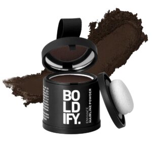 BOLDIFY Hairline Powder (LARGE, 10g) – Root Touch Up Hair Color for Gray Coverage – Bald Spot Concealing Hair Powder for Women & Men – 48-Hour Stain-Proof – Hazel Brown