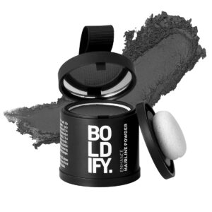 BOLDIFY Hairline Powder (LARGE, 10g) – Root Touch Up Hair Color for Gray Coverage – Bald Spot Concealing Hair Powder for Women & Men – 48-Hour Stain-Proof – Dark Gray