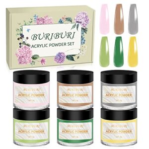 6 Colors Acrylic Powder Set> Acrylic Nail Powder for DIY Nail Art Design 3D Nail Extension Manicure Carving Colored Polymer Nail Powder Kit