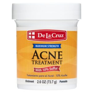De La Cruz Sulfur Ointment – Cystic Acne Treatment for Face and Body – Daily 10 Min Spot Treatment Mask – Safe and Effective Game Changing Hormonal Acne Treatment that Clears Up Pimples – 2.6 OZ