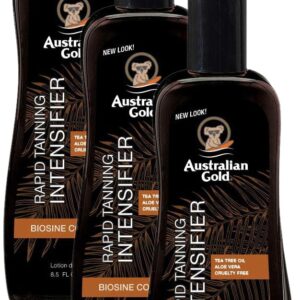 Australian Gold Rapid Tanning Intensifier Lotion, 8.5 Fl Oz | With Tea Tree Oil and Aloe Vera | Vitamin E (Pack of 3)