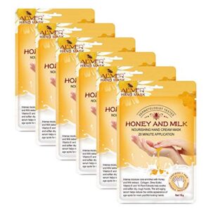 Permotary 6 Pack Moisturizing Hand Peel Mask Gloves> Hand Mask Natural Collagen Spa Gloves Moisture Enhancing Gloves for Dry Hands> Repair Rough Damage Skin for Women & Men (Honey)