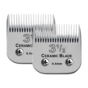 2 Packs Professional Detachable Replacement Ceramic Blades Size 3-1/2,Cut Length 3/8-Inch 9.5mm,compatible with Andis AGC,BDC,BGC,MBG Series/Oster Classic 76/Star-Teq/Power-Teq/A5 Clipper
