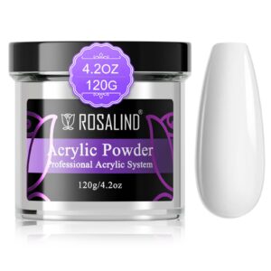 ROSALIND Acrylic Nail Powder 4.2oz Opal White Nail Acrylic Powder for Acrylic Nail Extension> Professional Polymer White Acrylic Powder Fake Nails carving French Nail Extension> No Nail Lamp Needed