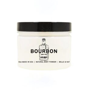 Bourbon Scented Body Powder for Men & Women, Perfume Dusting Powder, Bath Powder with Fragrance & Essential Oils, Talc Free 8oz Container, Made in USA