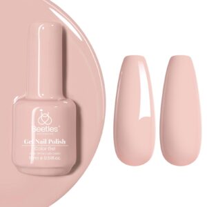 beetles Nude Gel Nail Polish, 1Pcs 0.5Oz 15ml Sheer Pink Gel Polish Light Nude Nail Polish Neutral Soak off Uv Led Lamp Needed Manicure for Home Salon Nail Art DIY Gifts for Her