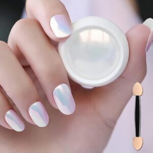 Pearl Chrome Nail Powder> Highly Reflective Pearl Powder for Nails> White Pearl Chrome Nail Powder> Mirror Effect Nail Pearl Powder> 1Pc Aurora Pearl Chrome Powder