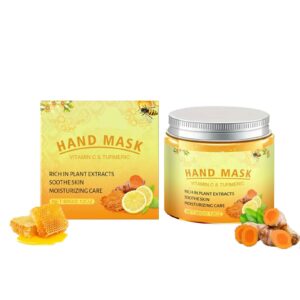 TUOSHITONG Hand Mask – Hand Peeling Mask with Honey & Turmeric> Moisturizing Hydrating Nourishing Exfoliating Hands Masks> Hands Care Suitable for All Skin Types 2.11 oz