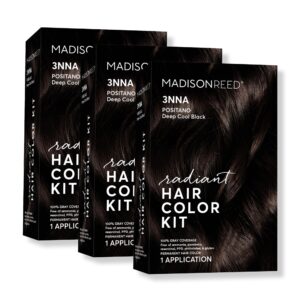 Madison Reed Radiant Hair Color Kit, Darkest Brown Black for 100% Gray Coverage, Ammonia-Free, 3NNA Positano Black, Permanent Hair Dye, Pack of 3