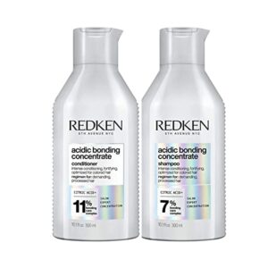 Redken Bonding Shampoo & Conditioner Set for Damaged Hair | Acidic Bonding Concentrate | Sulfate-Free | Repairs Bleached or Color-Treated Hair | For All Hair Types | 10.1 Fl Oz