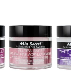 Mia Secret Liquid Monomer 2 oz and Powder 1 oz x 4 (Clear> White> Pink> Natural Pink)