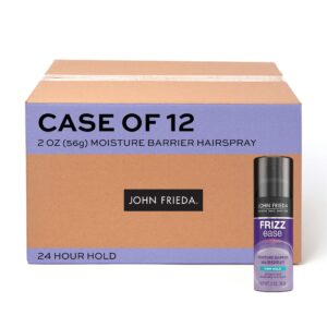 John Frieda Frizz Ease Moisture Barrier Hairspray, Firm Hold Hairspray, Seals Out Humidity, Fights Frizz All Day, Heat Protectant, Long-Lasting Hold for Sleek Styles, 2 Oz, Pack of 12