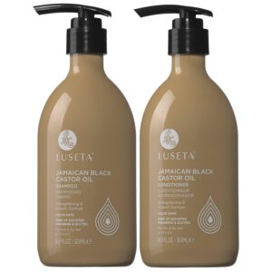 Luseta Castor Oil Shampoo and Conditioner Set Strengthen and Cleanse Thin Hair Restore Damaged Hair Sulfate Free for Men & Women 16.9oz*2