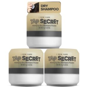 I DEW CARE Biotin Clarifying Dry Shampoo – Tap Secret Original Trio set | Strengthening & Volumizing, Powder Type, Refillable, Travel size, Non-aerosol, Brunette 0.24 Oz x 3ea