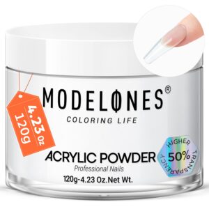 modelones Acrylic Powder> Upgraded 4.23oz Clear Acrylic Nail Powder> Crystal Clear Nail Acrylic Powder for Acrylic Nail Art 3D Nail Carving French Nail Extension> Non-Yellowing> Gifts for Women