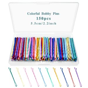 150 Pcs 2.2 Inch Mix Colorful Bobby Pin for Girls Women, Hair Pins with Cute Box, Colored Bobby Pins for Hair, Bobby Hair Pins Great for All Hair Types