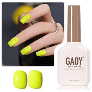 GAOY Neon Yellow Gel Nail Polish, 16ml Soak Off Gel Polish, UV Light Cure for Nail Art DIY Manicure at Home, 2449 Neon Yellow