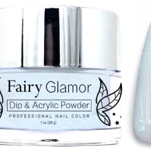 FAIRY GLAMOR White Matte Glitter Dip & Acrylic Nail Powder – White Rabbit – 1 oz