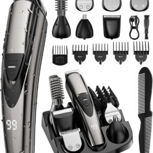 Beard Trimmer for Men, 17-Pc Set Rechargeable Hair Clippers Kit with Safety Lock,Mens Grooming Kit for Hair Beard Body & Nose,Gifts for Men