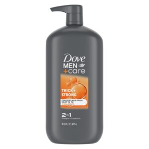 DOVE MEN + CARE 2-in-1 Shampoo + Conditioner Thick + Strong for Fortifying Hair from Root to Tip, with Calcium, 31 oz