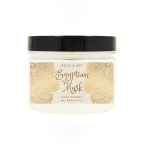 Egyptian Musk Scented Body Powder for Men & Women, Perfume Dusting Powder, Bath Powder with Fragrance & Essential Oils, Talc Free 8oz Container, Made in USA