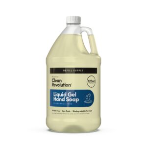 Clean Revolution Liquid Gel Hand Soap, Silky Rich Liquid, Quick Lather, Fast Rinsing, (Fragrance Free) 128 Fl Oz