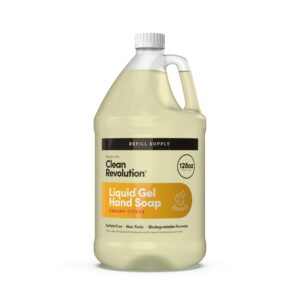 Clean Revolution Liquid Gel Hand Soap, Silky Rich Liquid, Quick Lather, Fast Rinsing, Contains Real Essential Oils (Dreamy Citrus) 128 Fl Oz