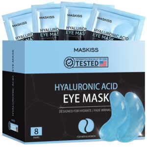 Maskiss Under Eye Patches (8 Pairs), Hyaluronic Acid Eye Masks for Dark Circles Puffy Eyes Undereye Bags, Collagen Eye Patches for Wrinkles and Hydrate, Skin Care Gift for Her