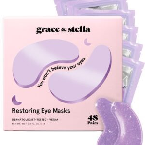 grace & stella Under Eye Patches for Puffy Eyes and Dark Circles (Retinol, 48 Pairs) Restoring Gel Under Eye Masks with Hyaluronic Acid – Vegan Cruelty-Free Skincare Birthday Gifts for Women