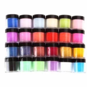 24 Colors Acrylic Nail Powder Set> Colored Acrylic Powder for Nails DIY Art Design 3D Manicure Extension Gifts for Women and Girls