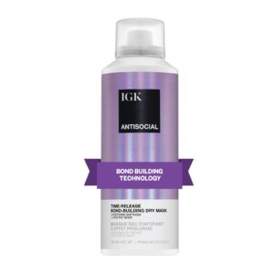 IGK – ANTISOCIAL – Hair Mask for Damaged Hair – Bond Building Overnight Hair Repair Treatment for Split Ends, Dry Hair & Hair Extension Care – Strengthens, Hydrates and Adds Shine – 5.0 oz