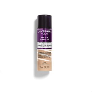 CoverGirl & Olay Simply Ageless 3-in-1 Liquid Foundation, Matte Finish, Hyaluronic & Vitamin C Formula, Warm Beige, 1 Count