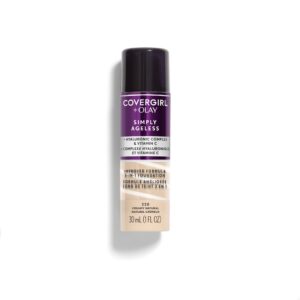 CoverGirl & Olay Simply Ageless 3-in-1 Liquid Foundation, Matte Finish, Hyaluronic & Vitamin C Formula, Creamy Natural, 1 Count