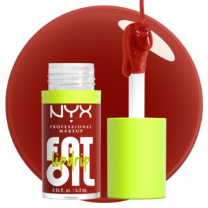 NYX PROFESSIONAL MAKEUP Fat Oil Lip Drip, Moisturizing, Shiny and Vegan Tinted Lip Gloss – Losin Cone-trol (Neutral Nude)