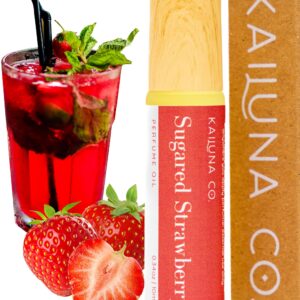 Sugared Strawberry Delicious Natural Essential and Fragrance Oil Roll On with Organic Jojoba Oil, Alcohol Free, Small Batch, Made in California, 0.34 Fl Oz