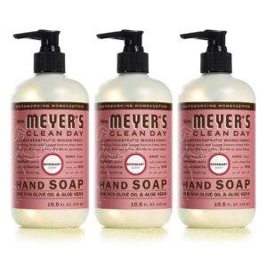 MRS. MEYER’S CLEAN DAY Liquid Hand Soap, Cruelty Free and Biodegradable Formula, Rosemary Scent, 12.5 oz- Pack of 3