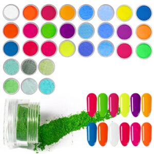30 Colors Acrylic Nail Powder Set> Colored Acrylic Powder for Nails DIY Art Design 3D Manicure Extension Gifts for Women and Girls
