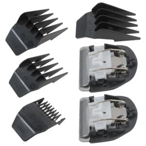 2 Pack Professional Clipper/Trimmer Snap On Replacement Blades #2068-300 and 4 Combs – Compatible with Wahl Peanut Hair Clipper/Trimmer, Black