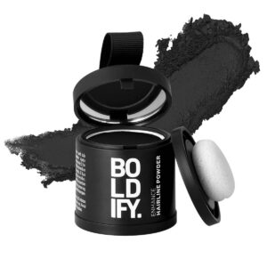 BOLDIFY Hairline Powder (LARGE, 10g) – Root Touch Up Hair Color for Gray Coverage – Bald Spot Concealing Hair Powder for Women & Men – 48-Hour Stain-Proof – Black